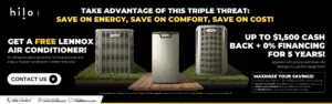 Banner showcasing Hilo Aire's HVAC services, with a focus on fast, reliable repairs for air conditioners, heaters, and indoor air quality solutions. The banner highlights Hilo Aire's commitment to both residential and business customers, ensuring comfort and safety for all.