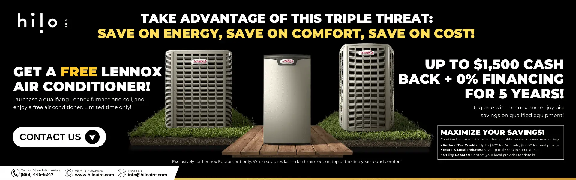 Banner showcasing Hilo Aire's HVAC services, with a focus on fast, reliable repairs for air conditioners, heaters, and indoor air quality solutions. The banner highlights Hilo Aire's commitment to both residential and business customers, ensuring comfort and safety for all.